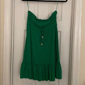 Strapless green summer dress